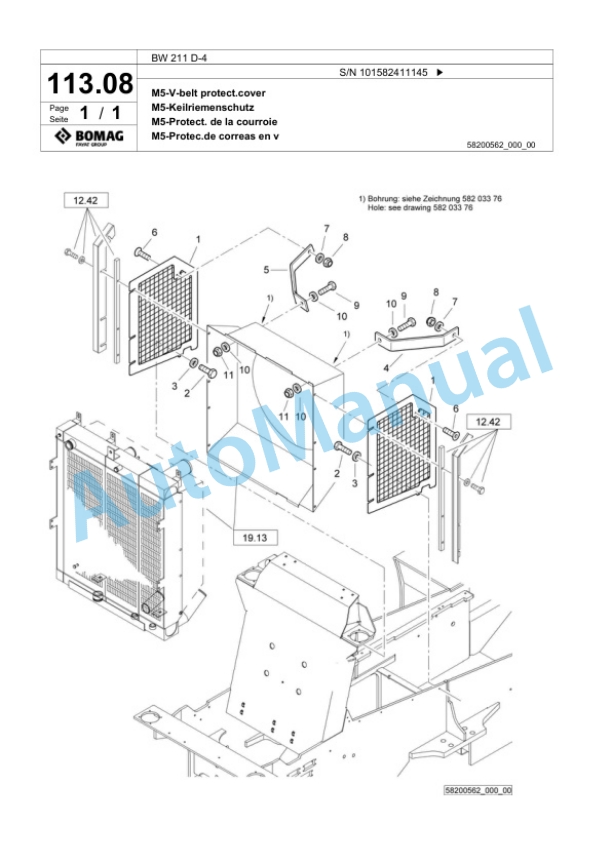 Bomag BW 211 D-4 Single Drum Wheel Drive Vibratory Roller Spare Parts Catalogue 00817771 4 Bomag BW 211 D-4 Single Drum Wheel Drive Vibratory Roller Spare Parts Catalogue 00817771-4