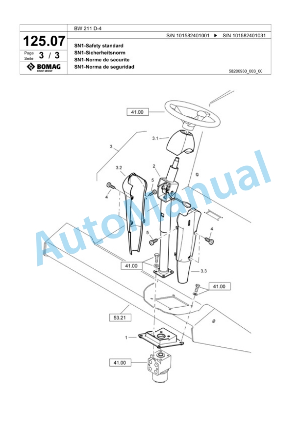 Bomag BW 211 D-4 Single Drum Wheel Drive Vibratory Roller Spare Parts Catalogue 00817951 4 Bomag BW 211 D-4 Single Drum Wheel Drive Vibratory Roller Spare Parts Catalogue 00817951-4