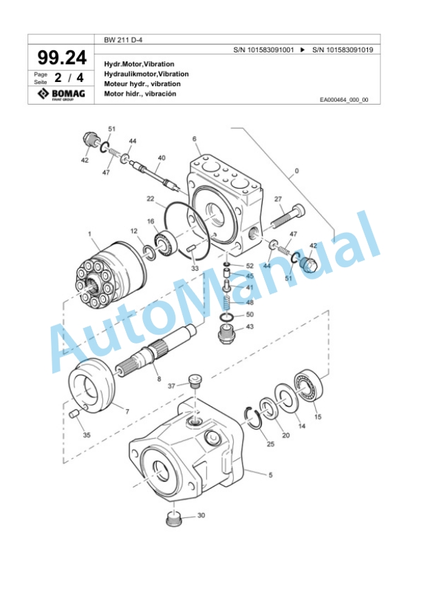 Bomag BW 211 D-4 Single Drum Wheel Drive Vibratory Roller Spare Parts Catalogue 00818127 3 Bomag BW 211 D-4 Single Drum Wheel Drive Vibratory Roller Spare Parts Catalogue 00818127-3