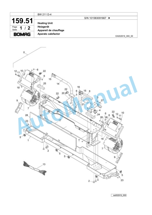 Bomag BW 211 D-4 Single Drum Wheel Drive Vibratory Roller Spare Parts Catalogue 00824159 5 Bomag BW 211 D-4 Single Drum Wheel Drive Vibratory Roller Spare Parts Catalogue 00824159-5