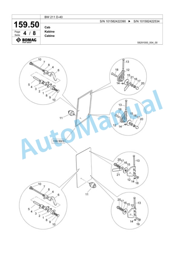 Bomag BW 211 D-40 Single Drum Wheel Drive Vibratory Roller Spare Parts Catalogue 00817941 4 Bomag BW 211 D-40 Single Drum Wheel Drive Vibratory Roller Spare Parts Catalogue 00817941-4