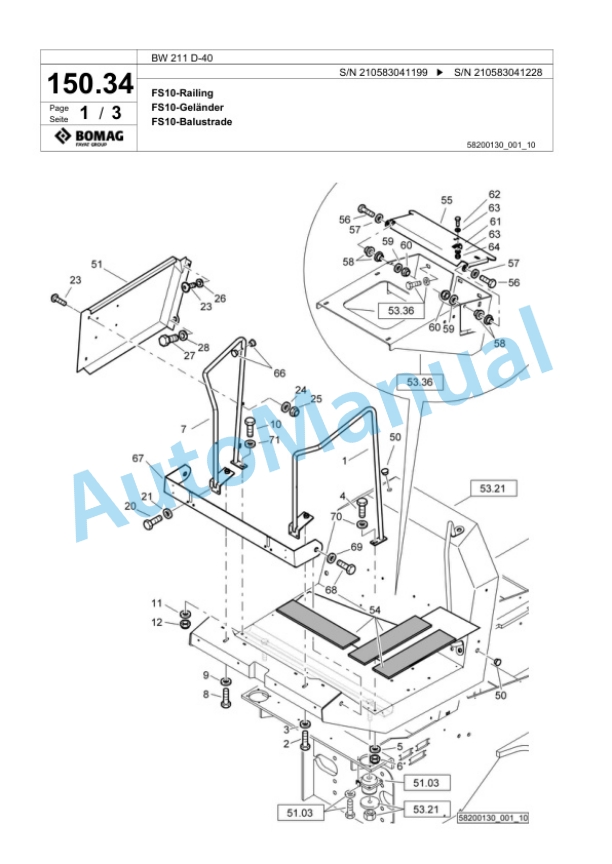 Bomag BW 211 D-40 Single Drum Wheel Drive Vibratory Roller Spare Parts Catalogue 00818391 3 Bomag BW 211 D-40 Single Drum Wheel Drive Vibratory Roller Spare Parts Catalogue 00818391-3