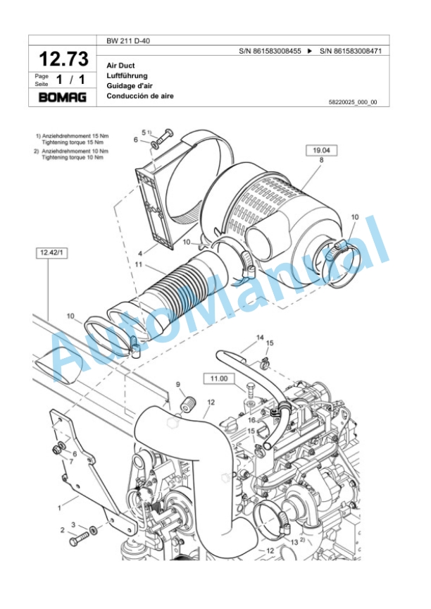 Bomag BW 211 D-40 Single Drum Wheel Drive Vibratory Roller Spare Parts Catalogue 00818875 2 Bomag BW 211 D-40 Single Drum Wheel Drive Vibratory Roller Spare Parts Catalogue 00818875-2
