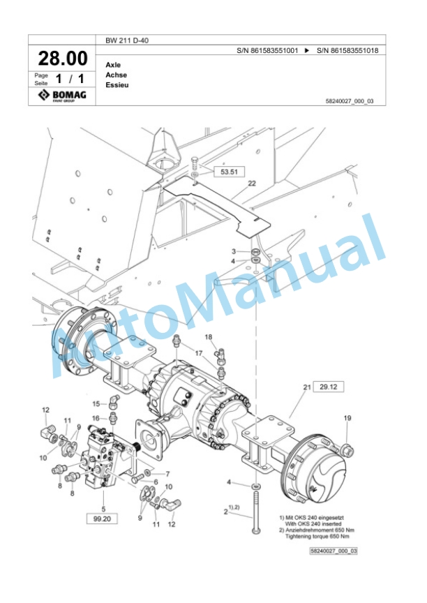 Bomag BW 211 D-40 Single Drum Wheel Drive Vibratory Roller Spare Parts Catalogue 00824269 2 Bomag BW 211 D-40 Single Drum Wheel Drive Vibratory Roller Spare Parts Catalogue 00824269-2