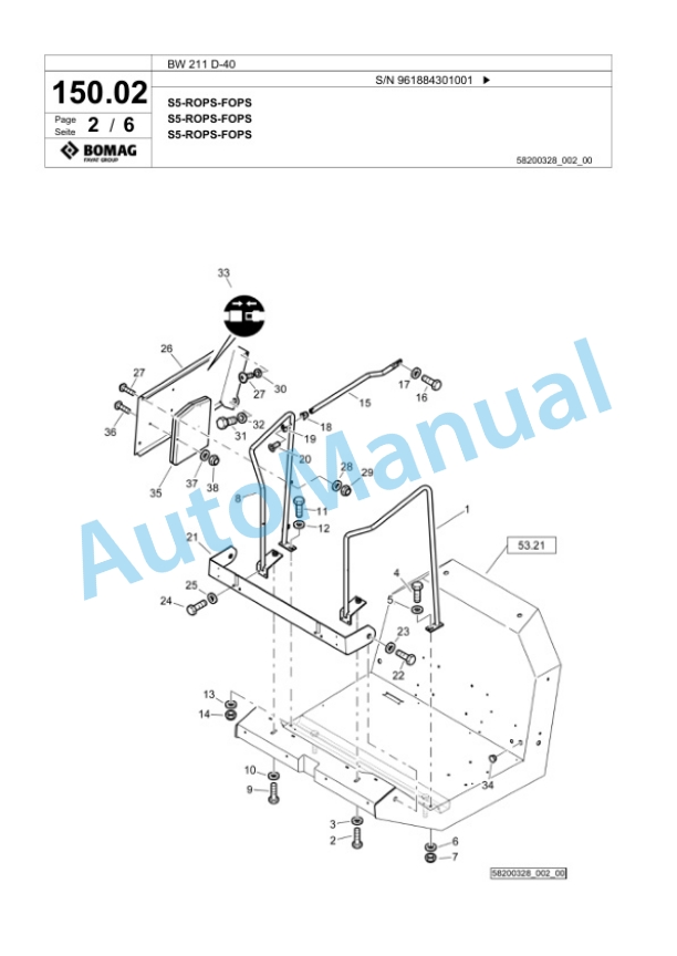 Bomag BW 211 D-40 Single Drum Wheel Drive Vibratory Roller Spare Parts Catalogue 00825955 3 Bomag BW 211 D-40 Single Drum Wheel Drive Vibratory Roller Spare Parts Catalogue 00825955-3