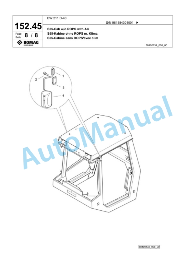 Bomag BW 211 D-40 Single Drum Wheel Drive Vibratory Roller Spare Parts Catalogue 00825955 5 Bomag BW 211 D-40 Single Drum Wheel Drive Vibratory Roller Spare Parts Catalogue 00825955-5