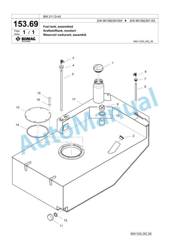 Bomag BW 211 D-40 Single Drum Wheel Drive Vibratory Roller Spare Parts Catalogue 00826699 4 Bomag BW 211 D-40 Single Drum Wheel Drive Vibratory Roller Spare Parts Catalogue 00826699-4