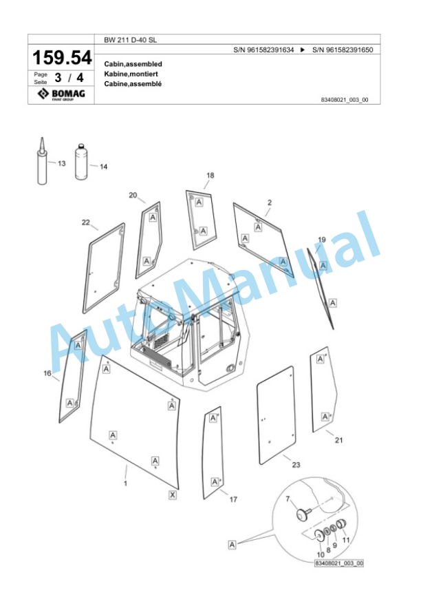 Bomag BW 211 D-40 SL Single Drum Wheel Drive Vibratory Roller Spare Parts Catalogue 00826701 5 Bomag BW 211 D-40 SL Single Drum Wheel Drive Vibratory Roller Spare Parts Catalogue 00826701-5