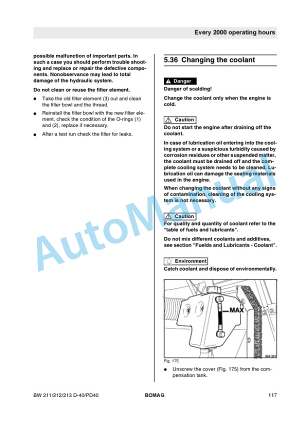 Bomag BW 211 D-40 to BW 213 PD-40 Single Drum Roller Operating and Maintenance Instructions 00815881 5 Bomag BW 211 D-40 to BW 213 PD-40 Single Drum Roller Operating and Maintenance Instructions 00815881 - Image 5