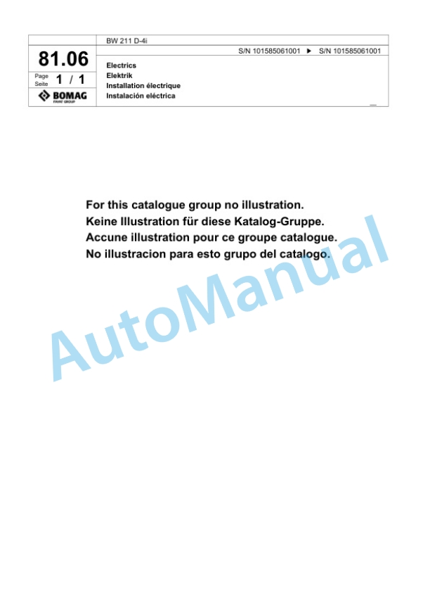 Bomag BW 211 D-4i Single Drum Wheel Drive Vibratory Roller Spare Parts Catalogue 00824437 2 Bomag BW 211 D-4i Single Drum Wheel Drive Vibratory Roller Spare Parts Catalogue 00824437-2