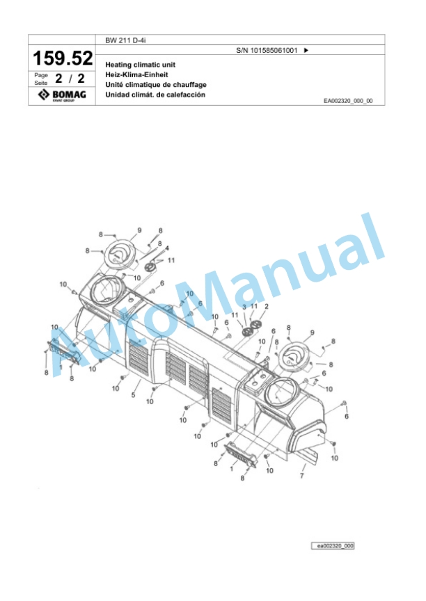 Bomag BW 211 D-4i Single Drum Wheel Drive Vibratory Roller Spare Parts Catalogue 00824437 5 Bomag BW 211 D-4i Single Drum Wheel Drive Vibratory Roller Spare Parts Catalogue 00824437-5
