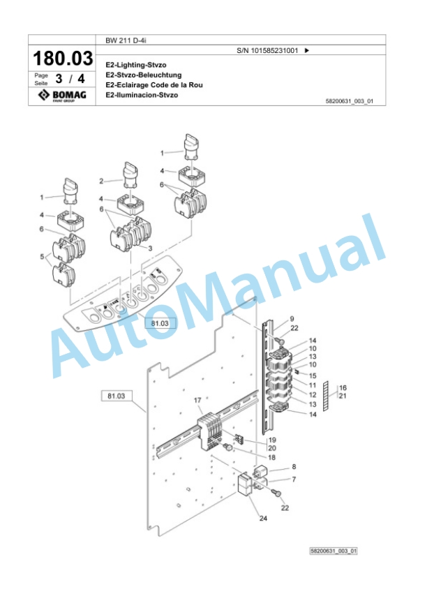 Bomag BW 211 D-4i Single Drum Wheel Drive Vibratory Roller Spare Parts Catalogue 00824667 5 Bomag BW 211 D-4i Single Drum Wheel Drive Vibratory Roller Spare Parts Catalogue 00824667-5