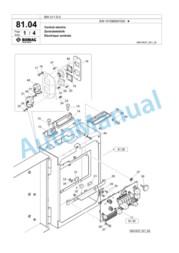 Bomag BW 211 D-5 Single Drum Wheel Drive Vibratory Roller Spare Parts Catalogue 00824571 2 Bomag BW 211 D-5 Single Drum Wheel Drive Vibratory Roller Spare Parts Catalogue 00824571-2