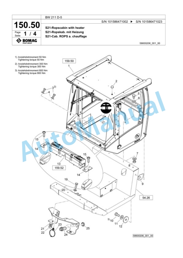 Bomag BW 211 D-5 Single Drum Wheel Drive Vibratory Roller Spare Parts Catalogue 00824859 4 Bomag BW 211 D-5 Single Drum Wheel Drive Vibratory Roller Spare Parts Catalogue 00824859-4