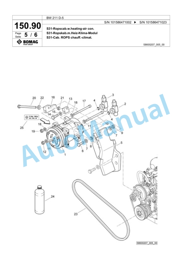 Bomag BW 211 D-5 Single Drum Wheel Drive Vibratory Roller Spare Parts Catalogue 00824859 5 Bomag BW 211 D-5 Single Drum Wheel Drive Vibratory Roller Spare Parts Catalogue 00824859-5