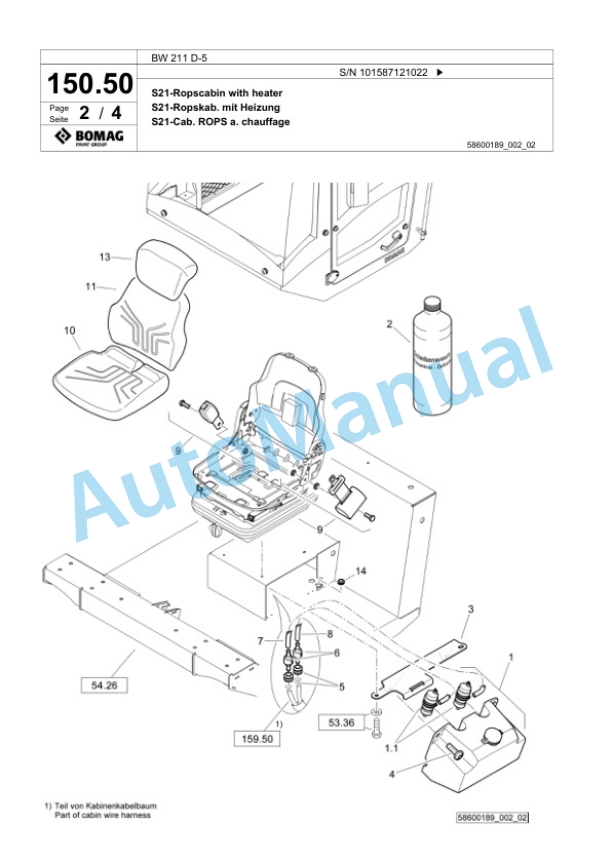 Bomag BW 211 D-5 Single Drum Wheel Drive Vibratory Roller Spare Parts Catalogue 00826057 3 Bomag BW 211 D-5 Single Drum Wheel Drive Vibratory Roller Spare Parts Catalogue 00826057-3