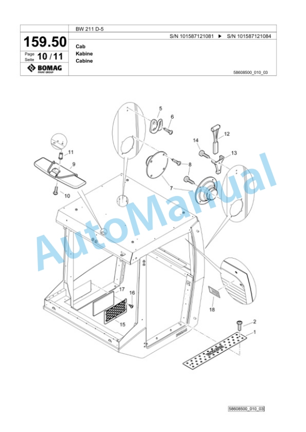 Bomag BW 211 D-5 Single Drum Wheel Drive Vibratory Roller Spare Parts Catalogue 00826057 5 Bomag BW 211 D-5 Single Drum Wheel Drive Vibratory Roller Spare Parts Catalogue 00826057-5