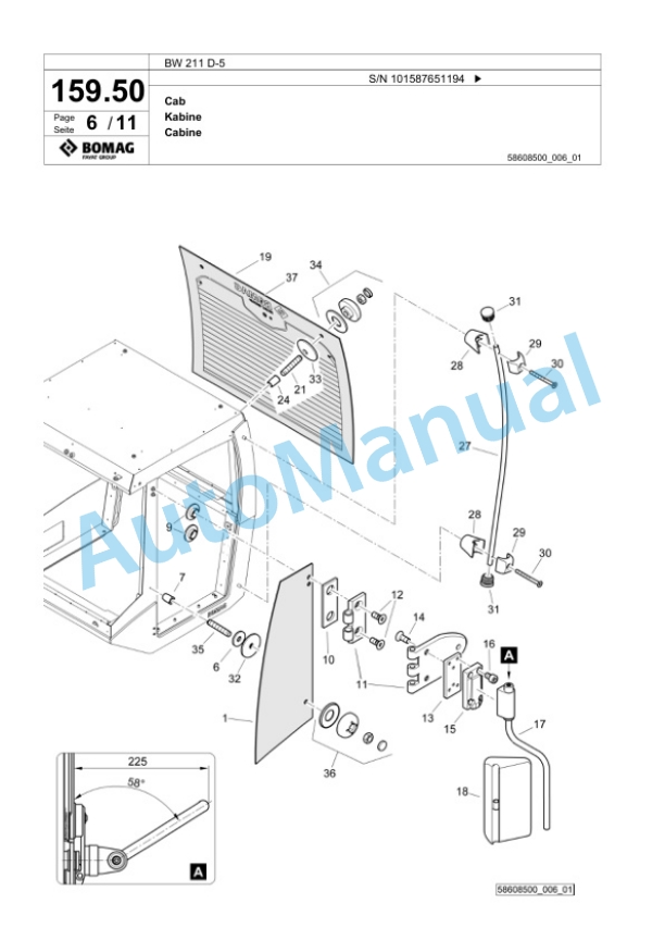 Bomag BW 211 D-5 Single Drum Wheel Drive Vibratory Roller Spare Parts Catalogue 00826575 5 Bomag BW 211 D-5 Single Drum Wheel Drive Vibratory Roller Spare Parts Catalogue 00826575-5
