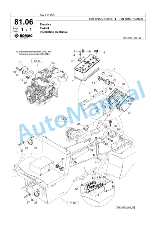 Bomag BW 211 D-5 Single Drum Wheel Drive Vibratory Roller Spare Parts Catalogue 00826719 2 Bomag BW 211 D-5 Single Drum Wheel Drive Vibratory Roller Spare Parts Catalogue 00826719-2
