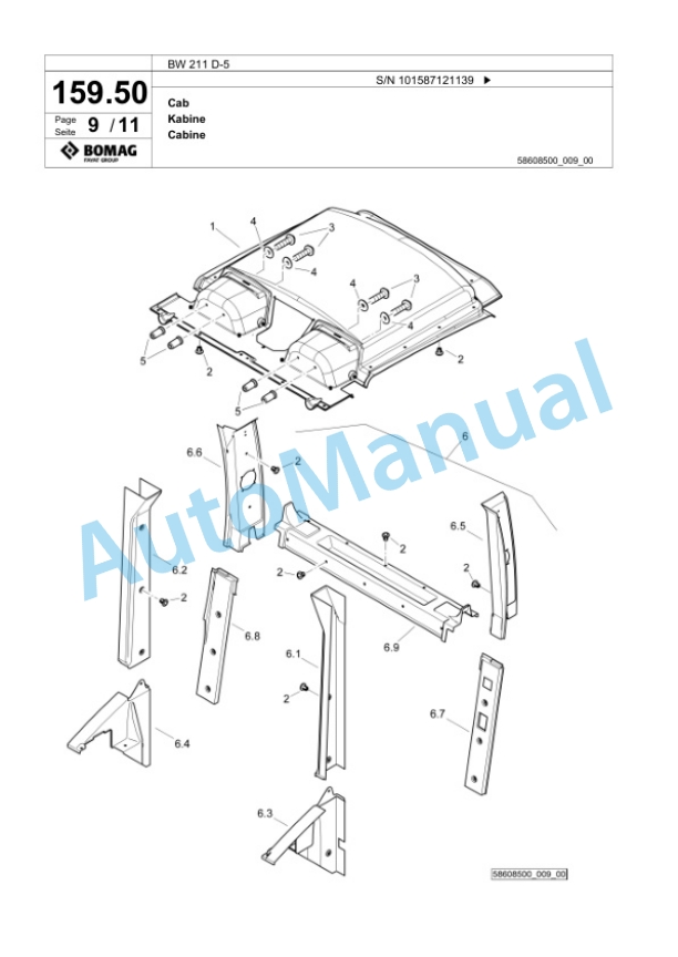 Bomag BW 211 D-5 Single Drum Wheel Drive Vibratory Roller Spare Parts Catalogue 00826903 5 Bomag BW 211 D-5 Single Drum Wheel Drive Vibratory Roller Spare Parts Catalogue 00826903-5