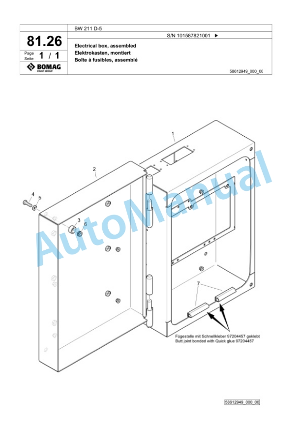 Bomag BW 211 D-5 Single Drum Wheel Drive Vibratory Roller Spare Parts Catalogue 00826927 2 Bomag BW 211 D-5 Single Drum Wheel Drive Vibratory Roller Spare Parts Catalogue 00826927-2