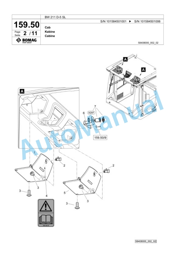 Bomag BW 211 D-5 SL Single Drum Wheel Drive Vibratory Roller Spare Parts Catalogue 00826825 5 Bomag BW 211 D-5 SL Single Drum Wheel Drive Vibratory Roller Spare Parts Catalogue 00826825-5