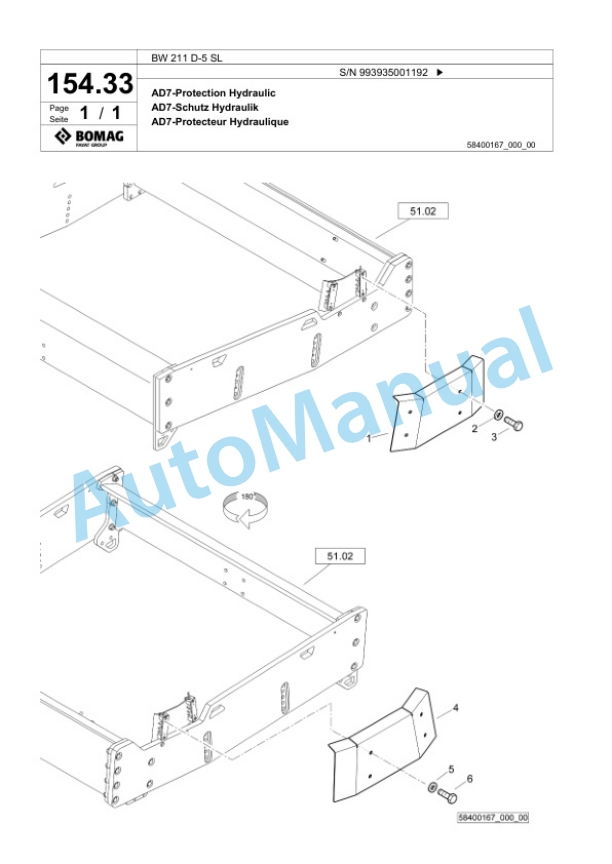 Bomag BW 211 D-5 SL Single Drum Wheel Drive Vibratory Roller Spare Parts Catalogue 00826857 5 Bomag BW 211 D-5 SL Single Drum Wheel Drive Vibratory Roller Spare Parts Catalogue 00826857-5