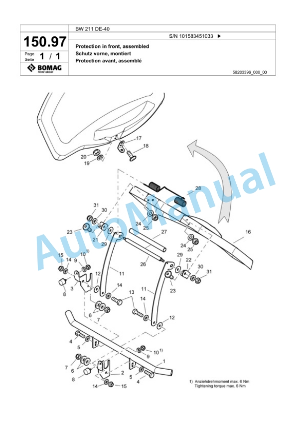 Bomag BW 211 DE-40 Single Drum Wheel Drive Vibratory Roller Spare Parts Catalogue 00800913 4 Bomag BW 211 DE-40 Single Drum Wheel Drive Vibratory Roller Spare Parts Catalogue 00800913-4
