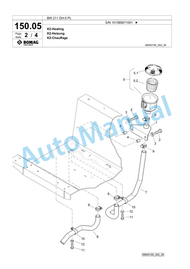 Bomag BW 211 DH-5 PL Single Drum Wheel Drive Vibratory Roller Spare Parts Catalogue 00827239 3 Bomag BW 211 DH-5 PL Single Drum Wheel Drive Vibratory Roller Spare Parts Catalogue 00827239-3