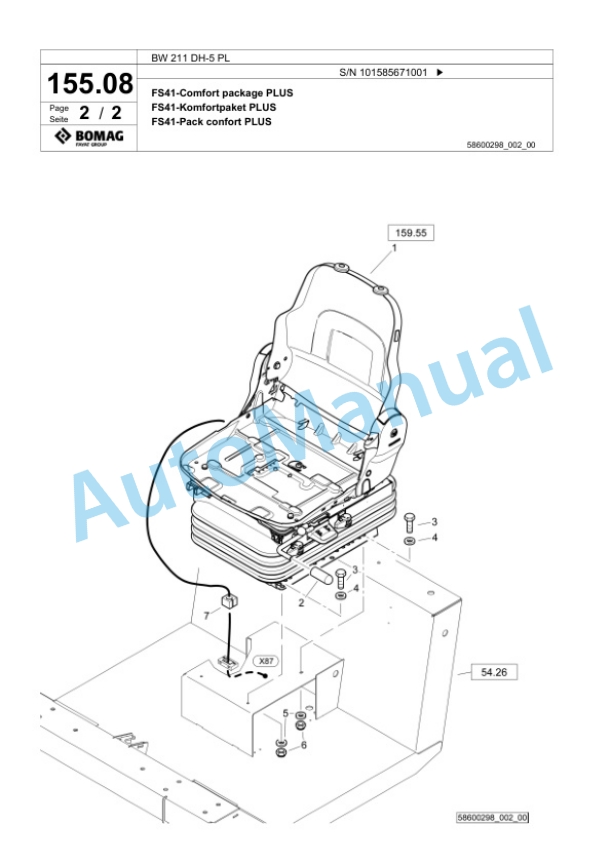 Bomag BW 211 DH-5 PL Single Drum Wheel Drive Vibratory Roller Spare Parts Catalogue 00827239 5 Bomag BW 211 DH-5 PL Single Drum Wheel Drive Vibratory Roller Spare Parts Catalogue 00827239-5