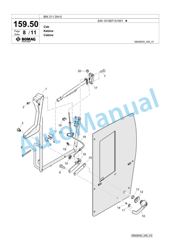 Bomag BW 211 DH-5 Single Drum Wheel Drive Vibratory Roller Spare Parts Catalogue 00826061 5 Bomag BW 211 DH-5 Single Drum Wheel Drive Vibratory Roller Spare Parts Catalogue 00826061-5