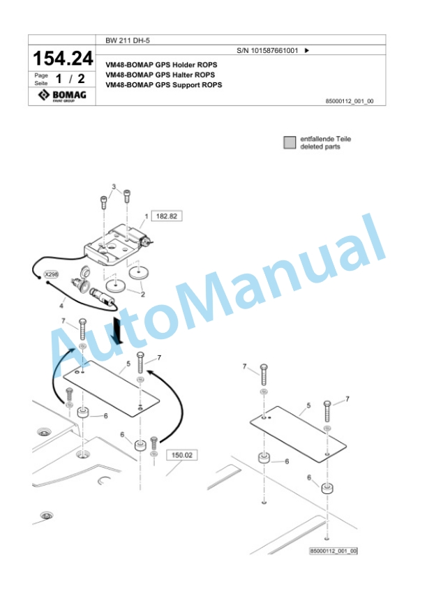 Bomag BW 211 DH-5 Single Drum Wheel Drive Vibratory Roller Spare Parts Catalogue 00826559 4 Bomag BW 211 DH-5 Single Drum Wheel Drive Vibratory Roller Spare Parts Catalogue 00826559-4