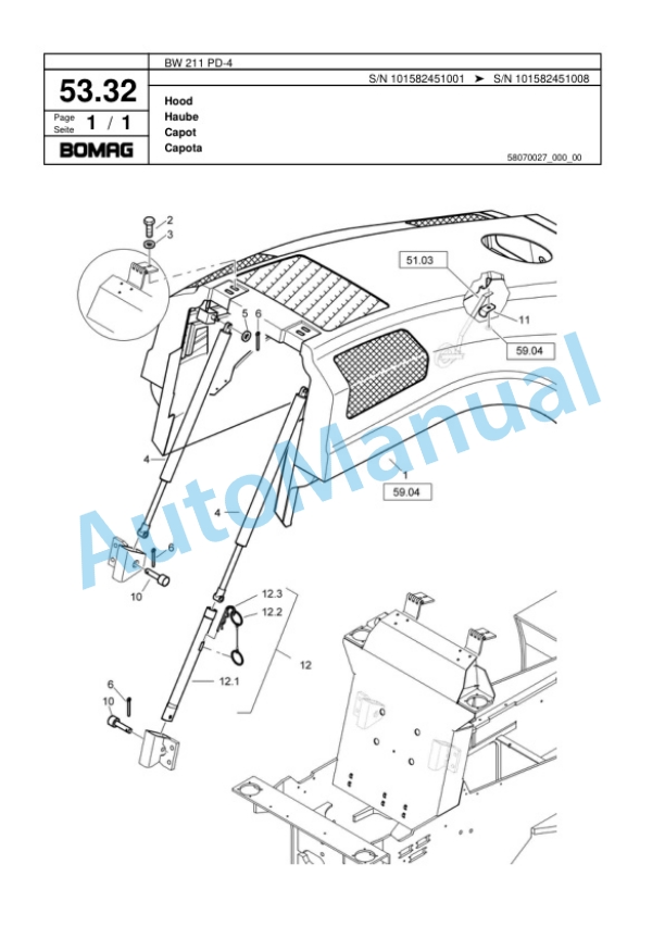 Bomag BW 211 PD-4 Single Drum Wheel Drive Vibratory Roller Spare Parts Catalogue 00817939 2 Bomag BW 211 PD-4 Single Drum Wheel Drive Vibratory Roller Spare Parts Catalogue 00817939-2