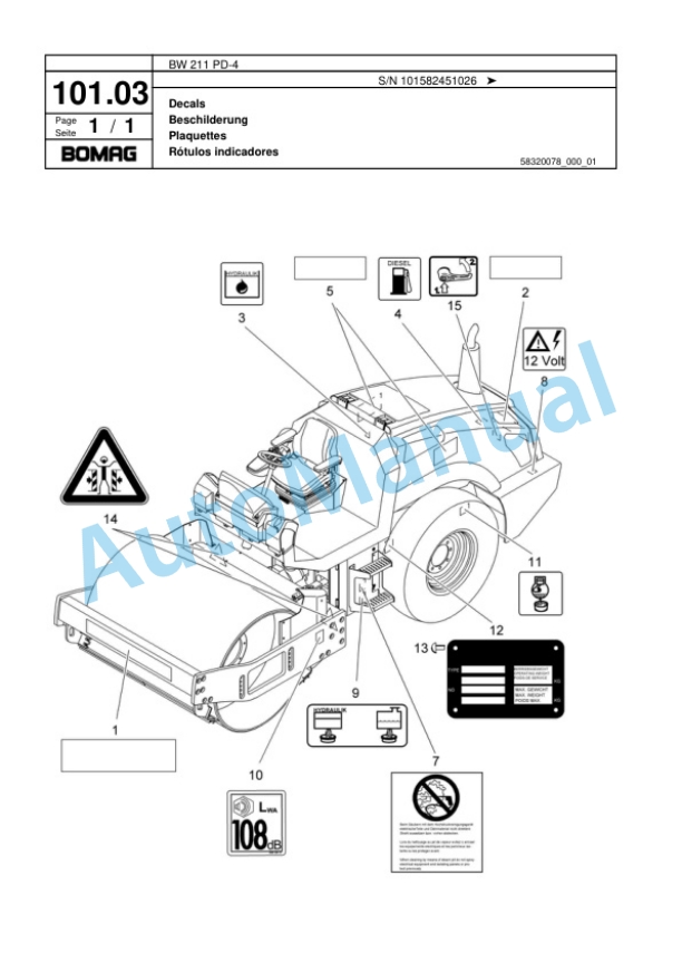 Bomag BW 211 PD-4 Single Drum Wheel Drive Vibratory Roller Spare Parts Catalogue 00817939 3 Bomag BW 211 PD-4 Single Drum Wheel Drive Vibratory Roller Spare Parts Catalogue 00817939-3