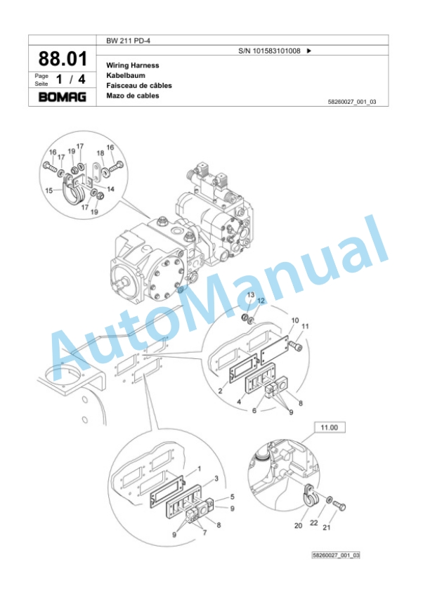 Bomag BW 211 PD-4 Single Drum Wheel Drive Vibratory Roller Spare Parts Catalogue 00818329 2 Bomag BW 211 PD-4 Single Drum Wheel Drive Vibratory Roller Spare Parts Catalogue 00818329-2