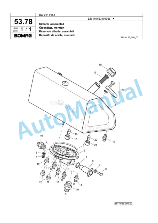 Bomag BW 211 PD-4 Single Drum Wheel Drive Vibratory Roller Spare Parts Catalogue 00824161 2 Bomag BW 211 PD-4 Single Drum Wheel Drive Vibratory Roller Spare Parts Catalogue 00824161-2
