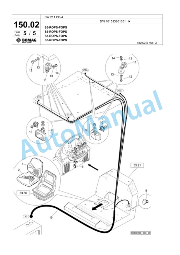 Bomag BW 211 PD-4 Single Drum Wheel Drive Vibratory Roller Spare Parts Catalogue 00824391 4 Bomag BW 211 PD-4 Single Drum Wheel Drive Vibratory Roller Spare Parts Catalogue 00824391-4