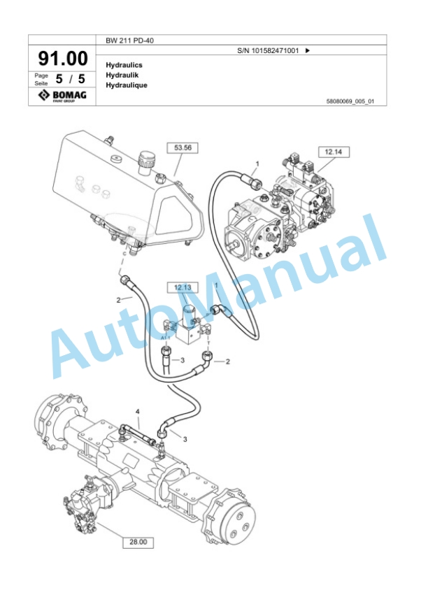 Bomag BW 211 PD-40 Single Drum Wheel Drive Vibratory Roller Spare Parts Catalogue 00818065 2 Bomag BW 211 PD-40 Single Drum Wheel Drive Vibratory Roller Spare Parts Catalogue 00818065-2