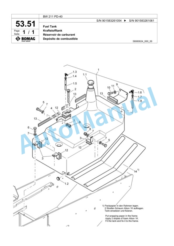 Bomag BW 211 PD-40 Single Drum Wheel Drive Vibratory Roller Spare Parts Catalogue 00818319 2 Bomag BW 211 PD-40 Single Drum Wheel Drive Vibratory Roller Spare Parts Catalogue 00818319-2
