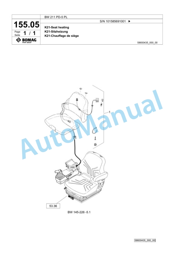 Bomag BW 211 PD-5 PL Single Drum Wheel Drive Vibratory Roller Spare Parts Catalogue 00827241 5 Bomag BW 211 PD-5 PL Single Drum Wheel Drive Vibratory Roller Spare Parts Catalogue 00827241-5