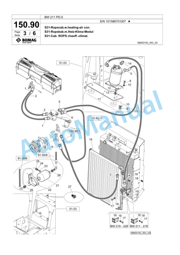 Bomag BW 211 PD-5 Single Drum Wheel Drive Vibratory Roller Spare Parts Catalogue 00825269 3 Bomag BW 211 PD-5 Single Drum Wheel Drive Vibratory Roller Spare Parts Catalogue 00825269-3