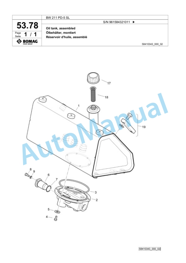Bomag BW 211 PD-5 SL Single Drum Wheel Drive Vibratory Roller Spare Parts Catalogue 00826705 2 Bomag BW 211 PD-5 SL Single Drum Wheel Drive Vibratory Roller Spare Parts Catalogue 00826705-2