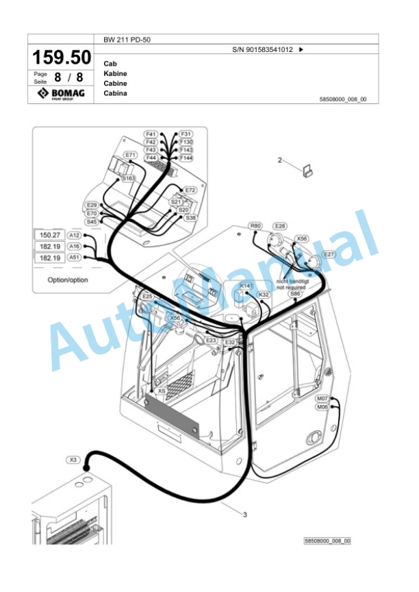 Bomag BW 211 PD-50 Single Drum Wheel Drive Vibratory Roller Spare Parts Catalogue 00824195 5 Bomag BW 211 PD-50 Single Drum Wheel Drive Vibratory Roller Spare Parts Catalogue 00824195-5