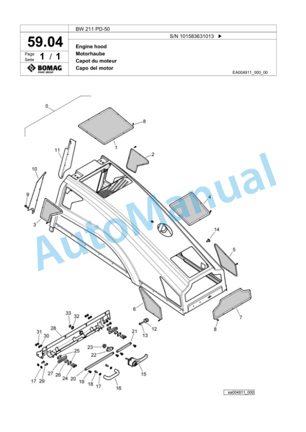 Bomag BW 211 PD-50 Single Drum Wheel Drive Vibratory Roller Spare Parts Catalogue 00824427 2 Bomag BW 211 PD-50 Single Drum Wheel Drive Vibratory Roller Spare Parts Catalogue 00824427-2
