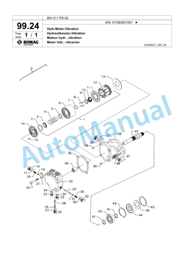 Bomag BW 211 PD-50 Single Drum Wheel Drive Vibratory Roller Spare Parts Catalogue 00824427 3 Bomag BW 211 PD-50 Single Drum Wheel Drive Vibratory Roller Spare Parts Catalogue 00824427-3