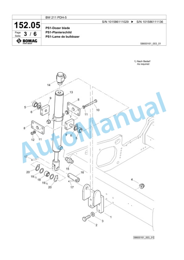 Bomag BW 211 PDH-5 Single Drum Wheel Drive Vibratory Roller Spare Parts Catalogue 00824725 4 Bomag BW 211 PDH-5 Single Drum Wheel Drive Vibratory Roller Spare Parts Catalogue 00824725-4