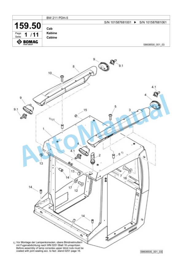 Bomag BW 211 PDH-5 Single Drum Wheel Drive Vibratory Roller Spare Parts Catalogue 00826563 5 Bomag BW 211 PDH-5 Single Drum Wheel Drive Vibratory Roller Spare Parts Catalogue 00826563-5