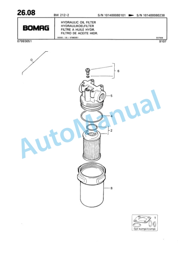 Bomag BW 212-2 Single Drum Wheel Drive Vibratory Roller Spare Parts Catalogue 00810608 2 Bomag BW 212-2 Single Drum Wheel Drive Vibratory Roller Spare Parts Catalogue 00810608-2