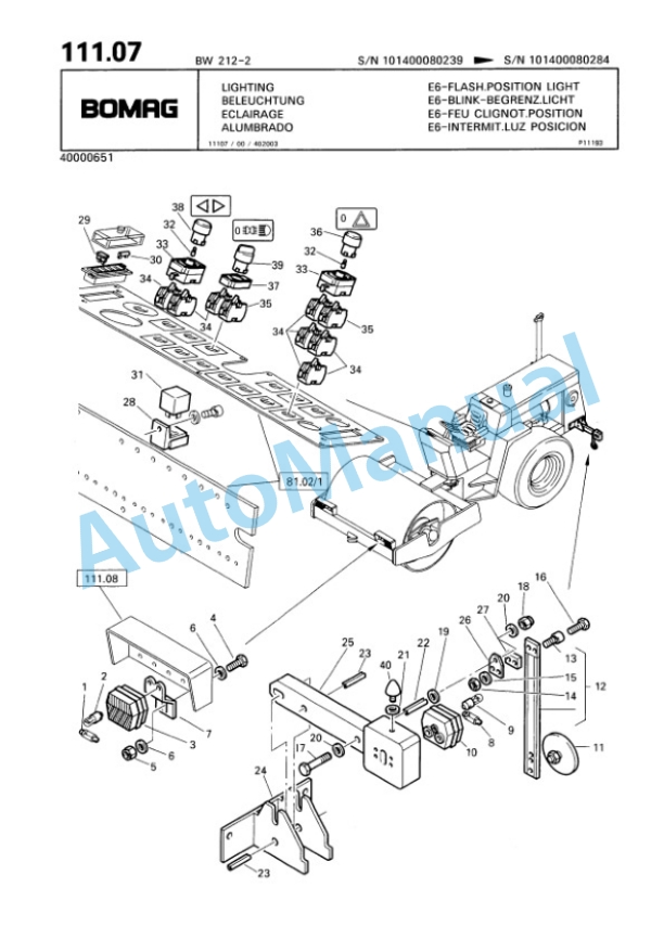 Bomag BW 212-2 Single Drum Wheel Drive Vibratory Roller Spare Parts Catalogue 00811608 5 Bomag BW 212-2 Single Drum Wheel Drive Vibratory Roller Spare Parts Catalogue 00811608-5