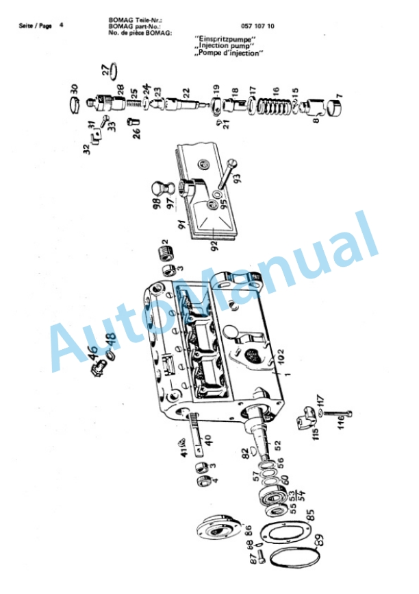 Bomag BW 212, BW 212 D, BW 212 PD Single Drum Vibratory Roller Spare Parts Catalogue 00814201 2 Bomag BW 212, BW 212 D, BW 212 PD Single Drum Vibratory Roller Spare Parts Catalogue 00814201-2